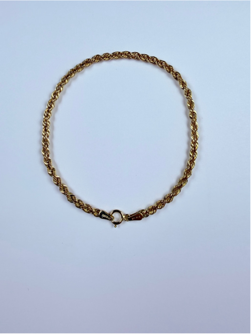 10K Solid Yellow Gold Golden Clef Twisted Rope Chain Bracelet Italy NWT